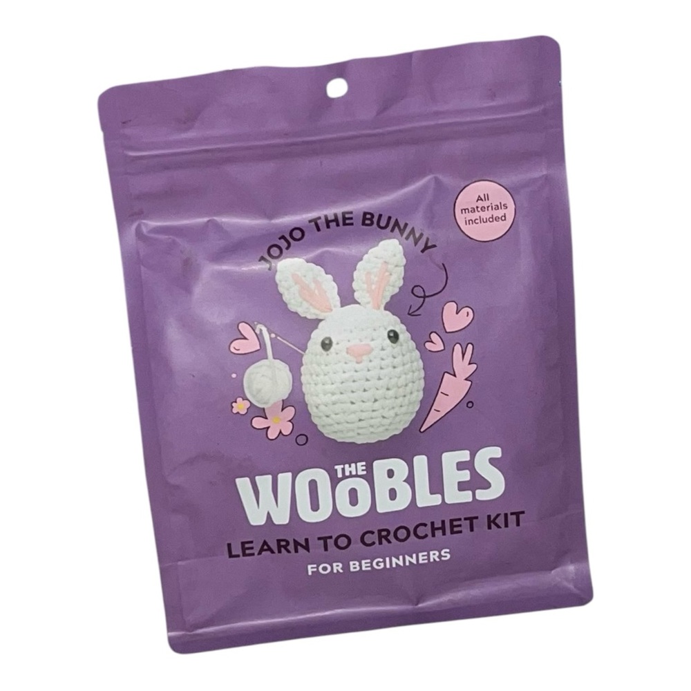 The Woobles Jojo The Bunny Crochet Kit & Hook NEW Yarn Shark Tank Easter White